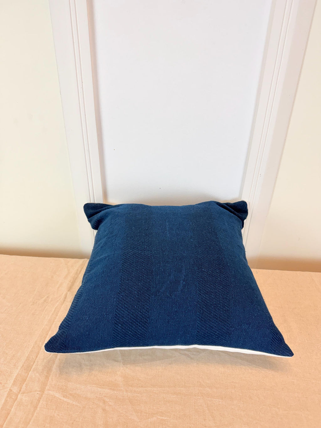 Handmade Navy Blue Textured Pillow Cover – Woven Accent Cushion