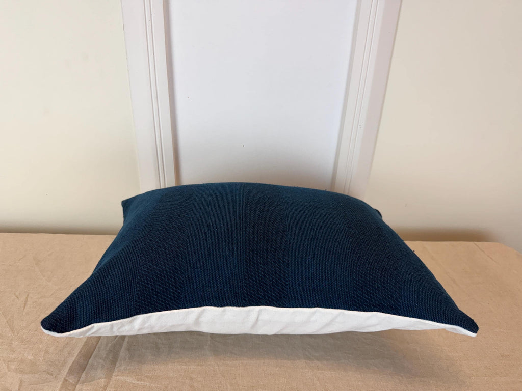 Handmade Navy Blue Textured Pillow Cover – Woven Accent Cushion