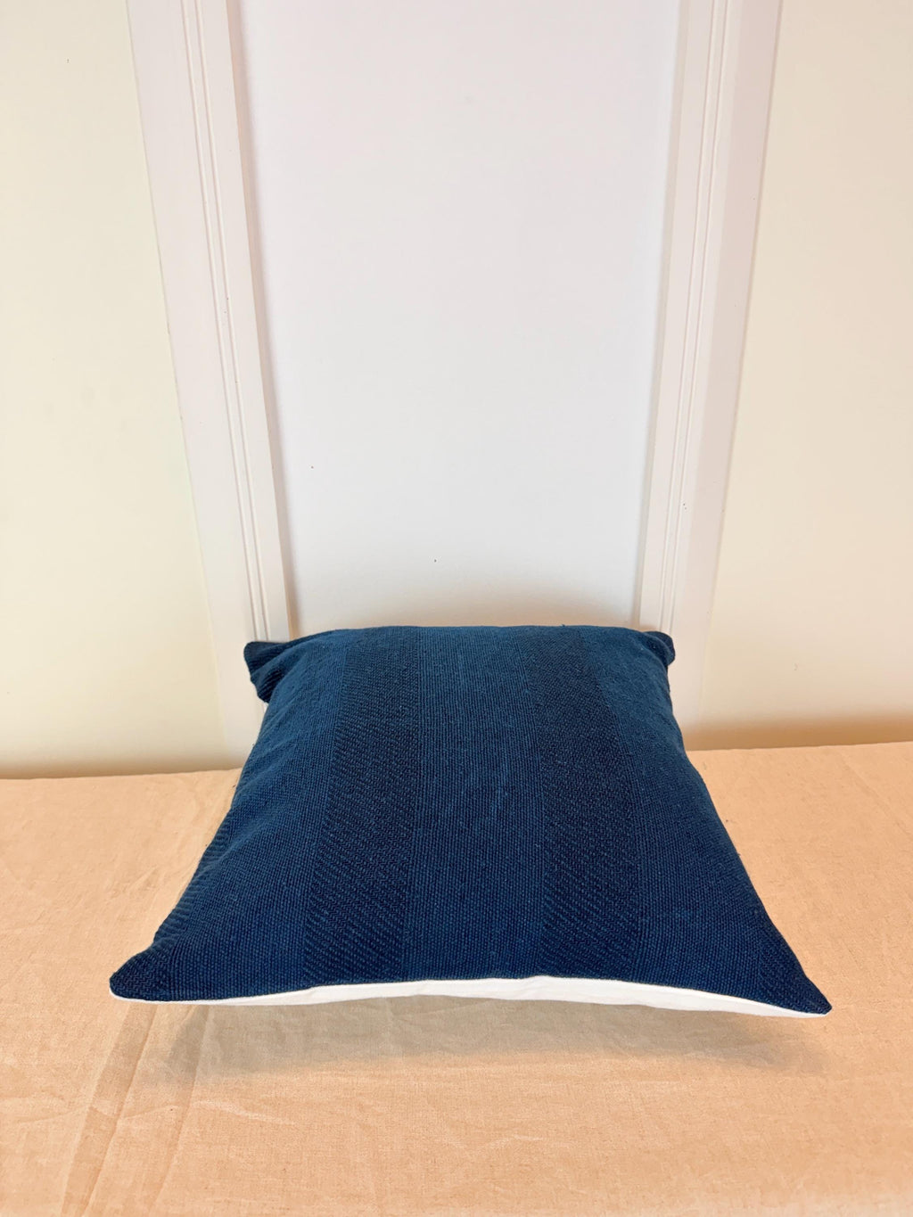 Handmade Navy Blue Textured Pillow Cover – Woven Accent Cushion