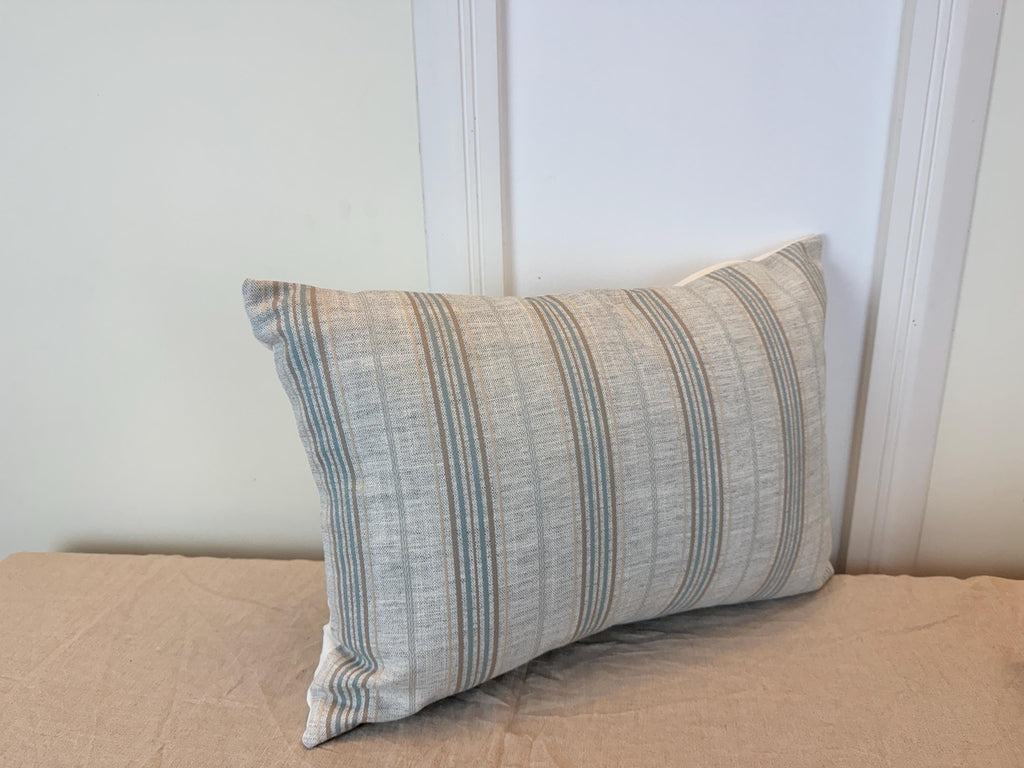 Beige and Soft Blue Striped Pillow Cover – Modern Farmhouse Cushion