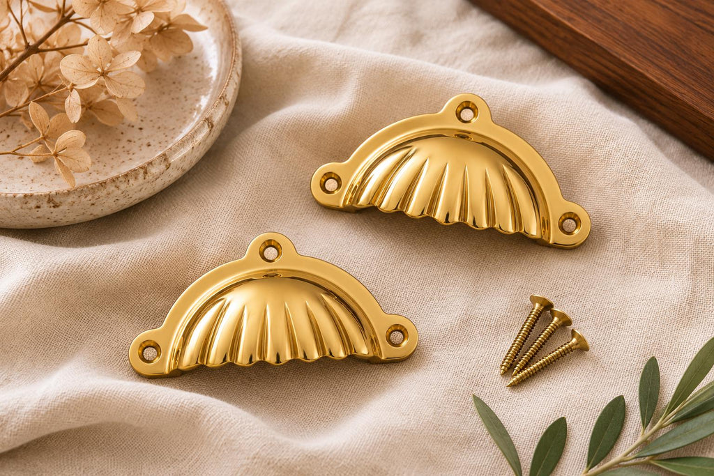 Solid Brass Cup Pull | Handmade Drawer Handle | Vintage Bin Pull | Cabinet Hardware