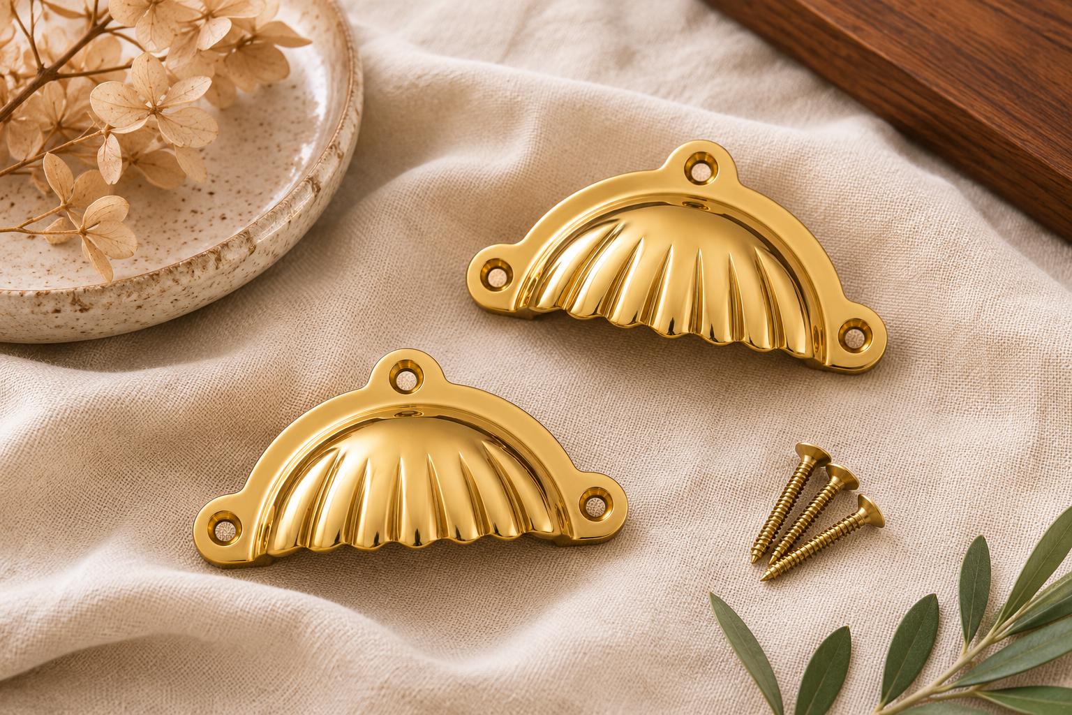 Solid Brass Cup Pull | Handmade Drawer Handle | Vintage Bin Pull | Cabinet Hardware