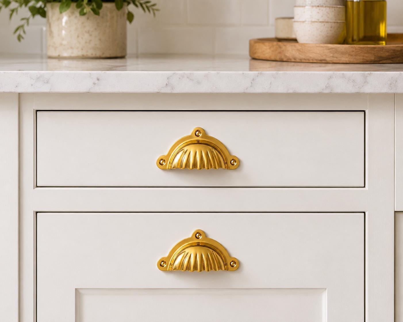 Solid Brass Cup Pull | Handmade Drawer Handle | Vintage Bin Pull | Cabinet Hardware