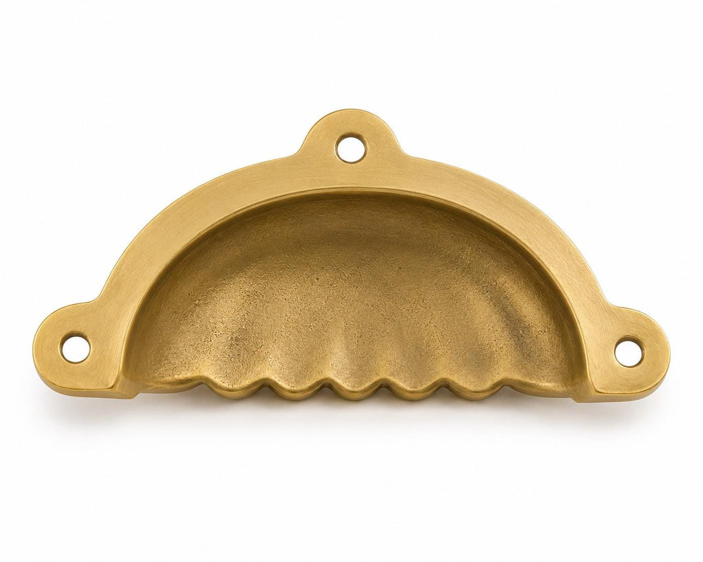 Solid Brass Cup Pull | Handmade Drawer Handle | Vintage Bin Pull | Cabinet Hardware