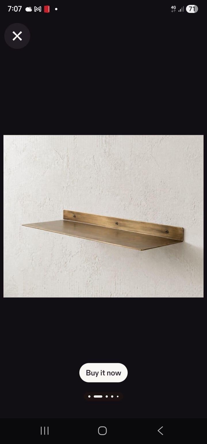 Solid Brass Floating Shelf | Minimalist Wall Mounted Metal Shelf