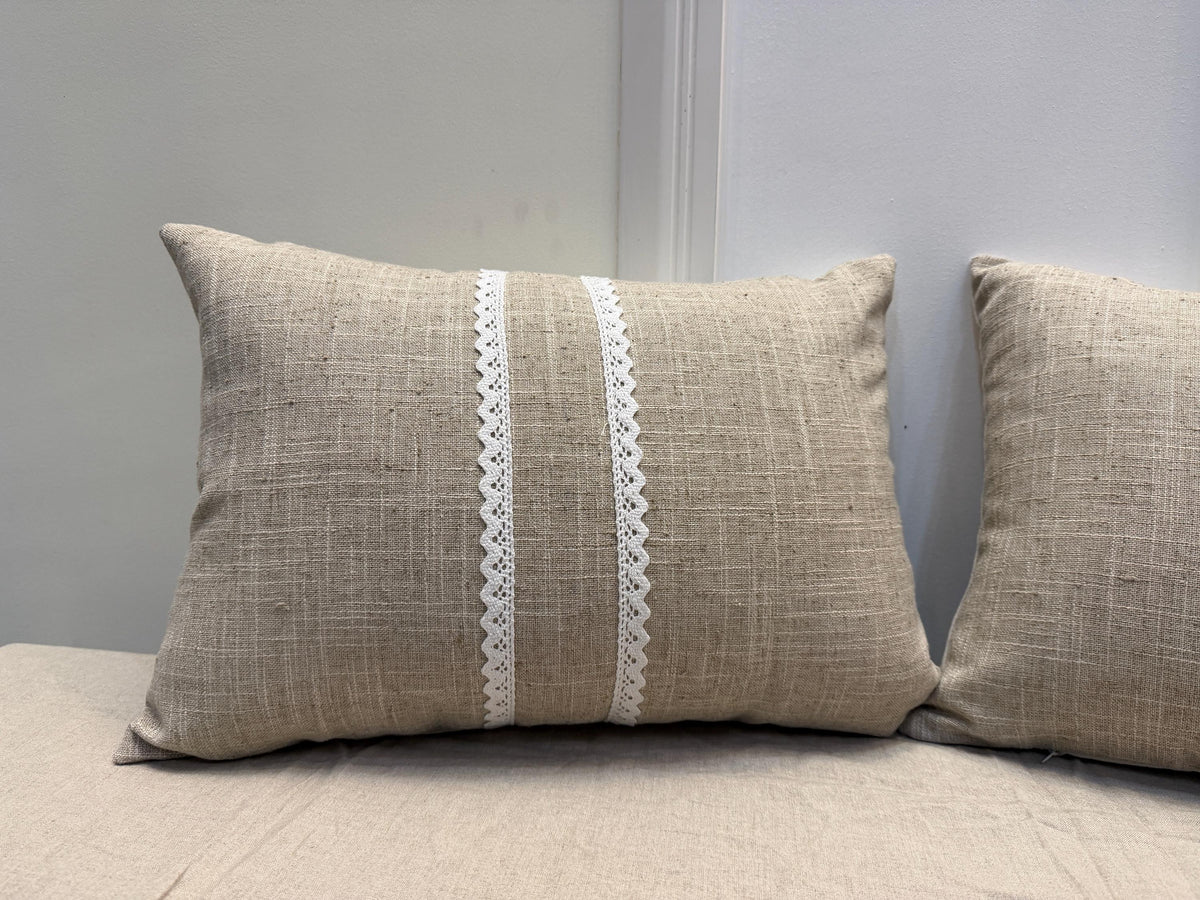 Embroidered floral boho linen pillow cover, 18x18 - view 10