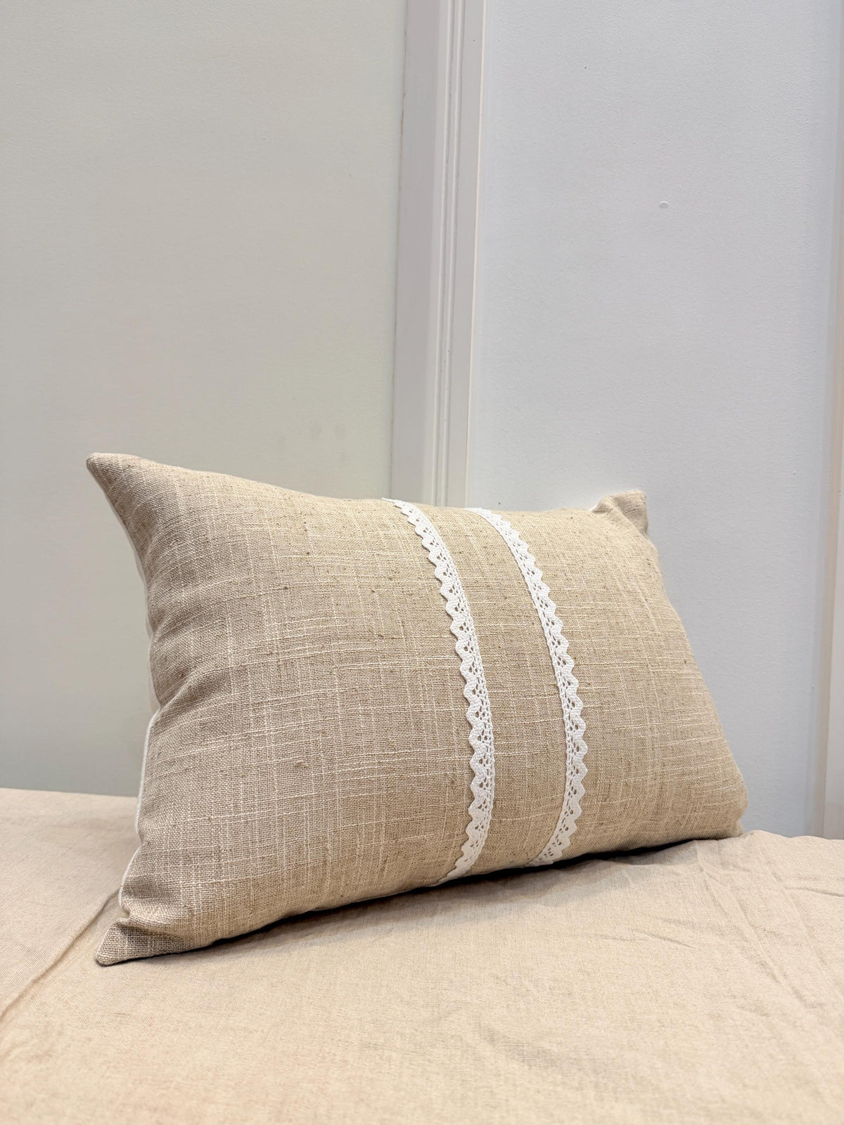 Embroidered floral boho linen pillow cover, 18x18 - view 2