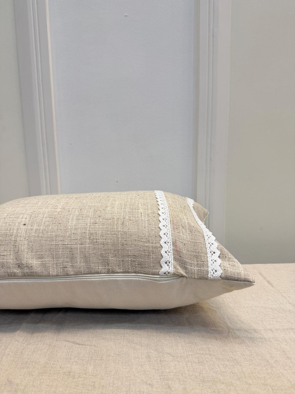 Embroidered floral boho linen pillow cover, 18x18 - view 3
