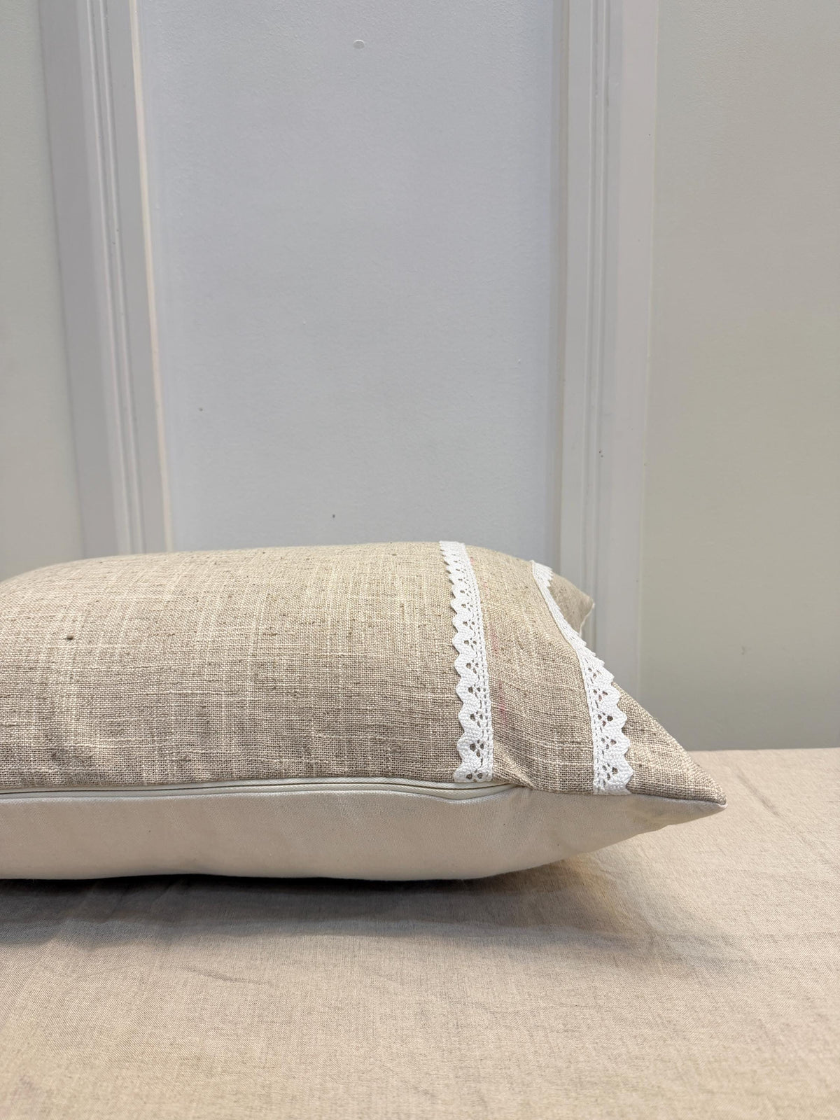 Embroidered floral boho linen pillow cover, 18x18 - view 3