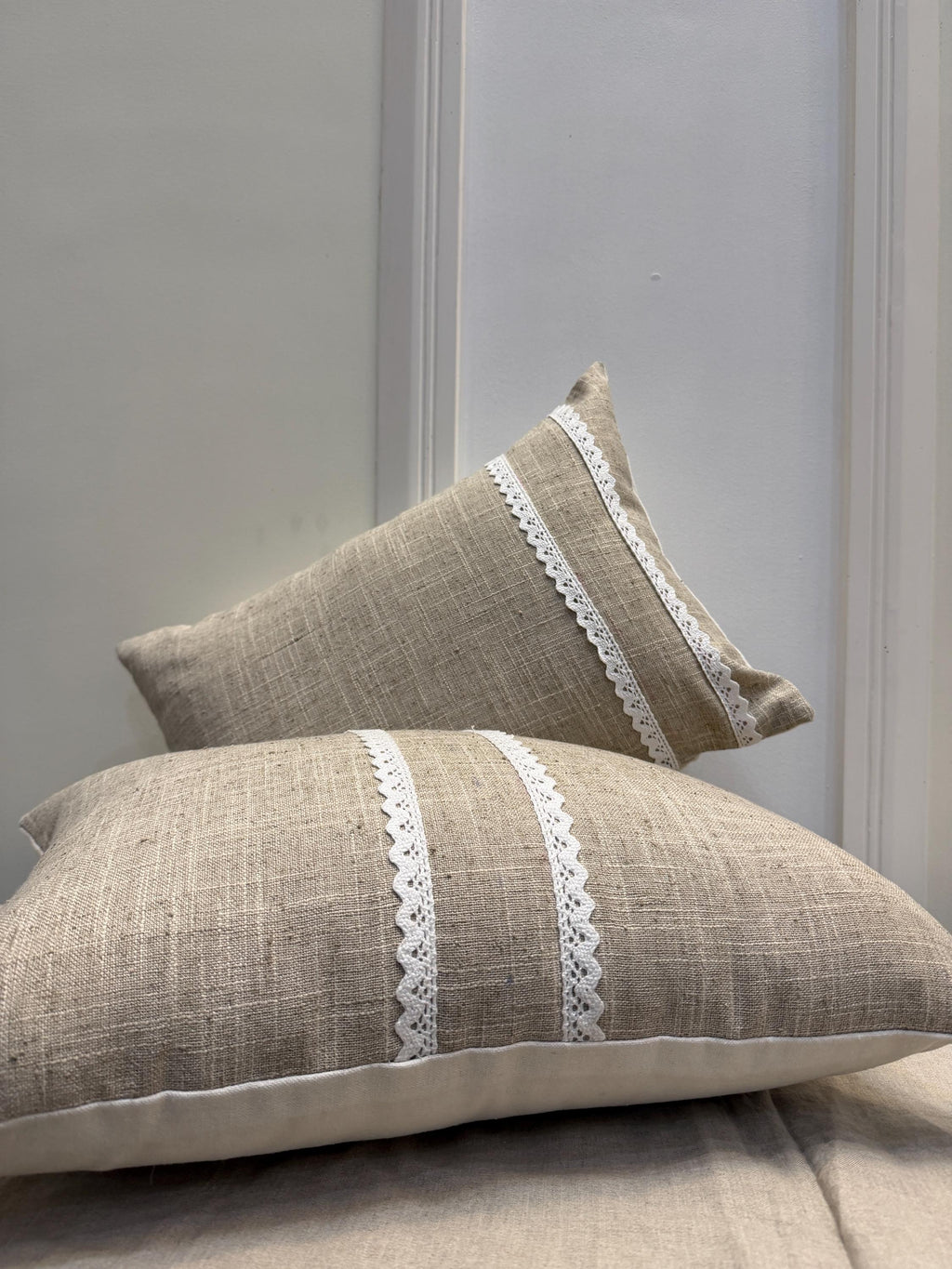 Embroidered floral boho linen pillow cover, 18x18 - view 5