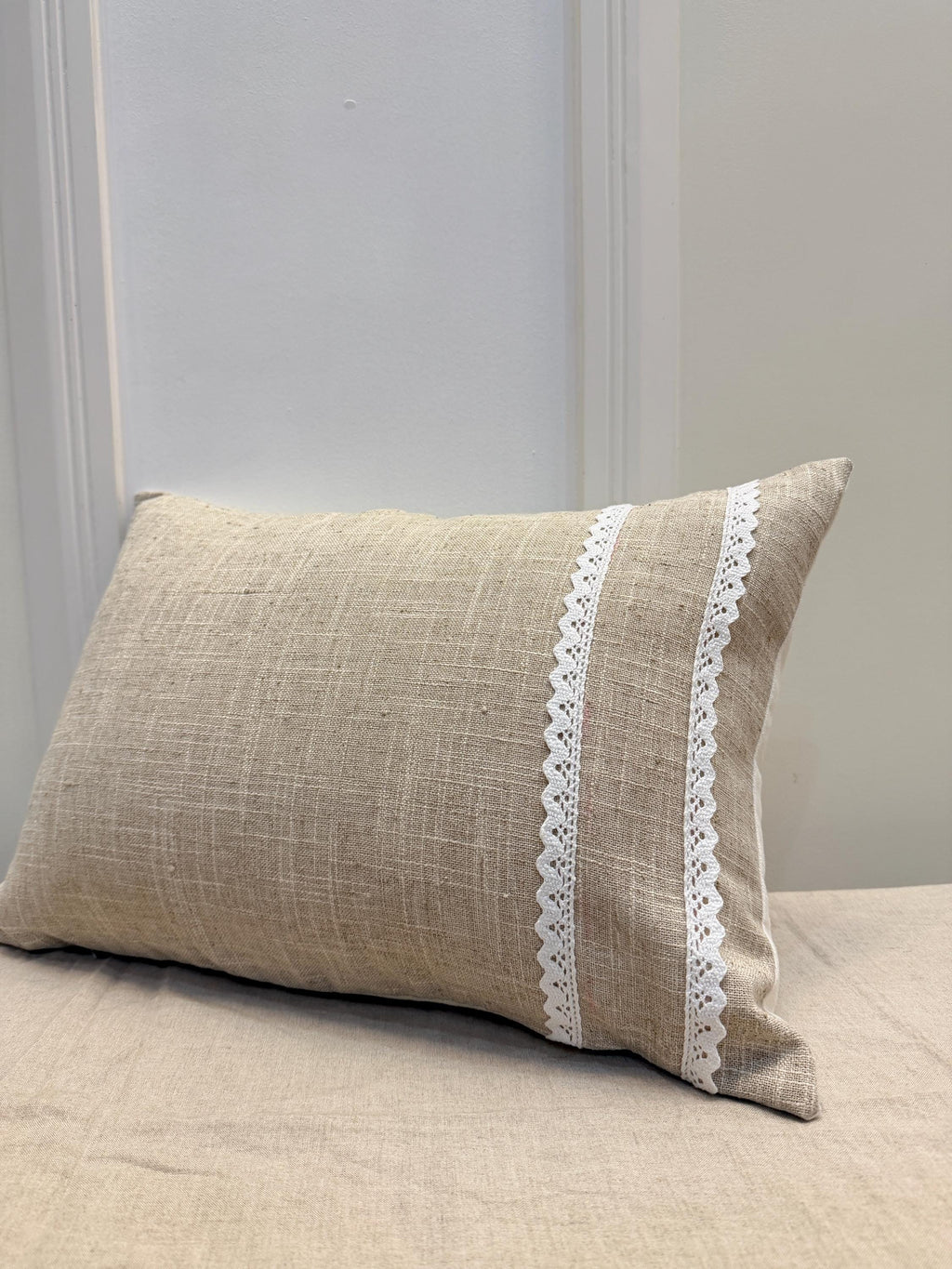 Embroidered floral boho linen pillow cover, 18x18 - view 8