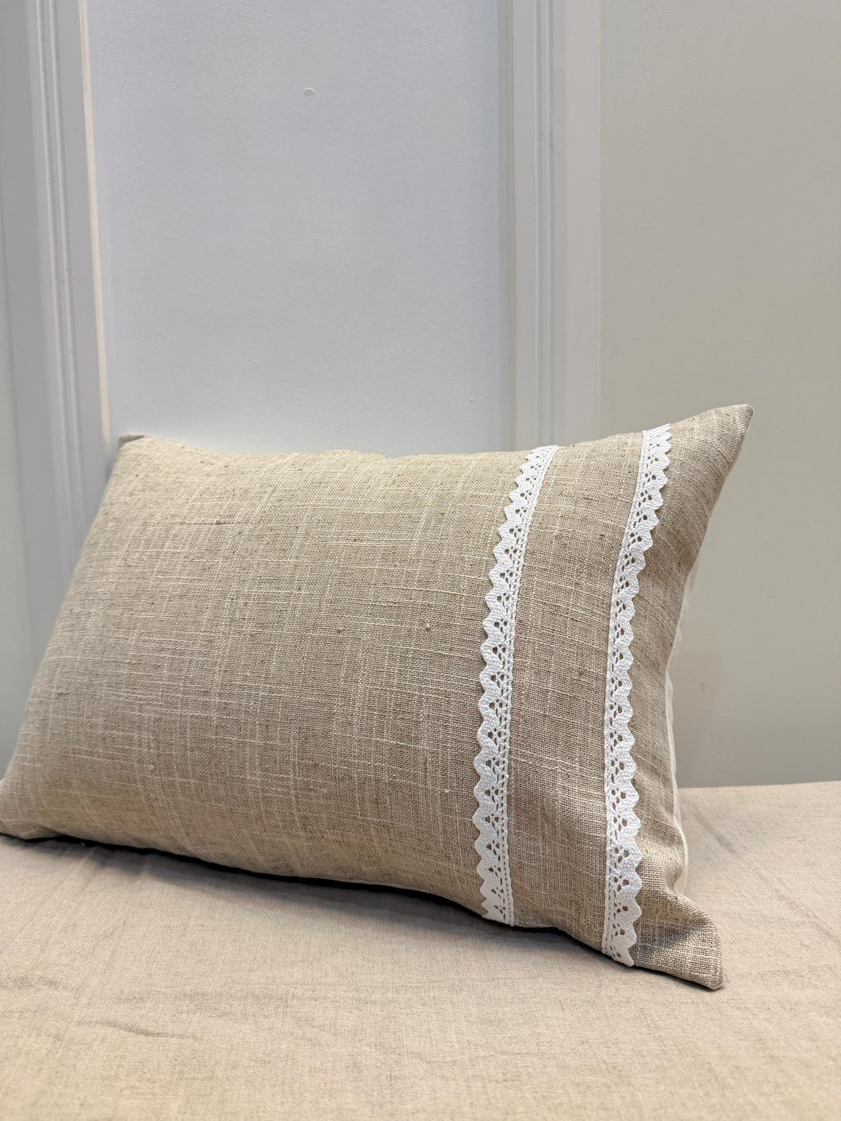 Embroidered floral boho linen pillow cover, 18x18 - view 8