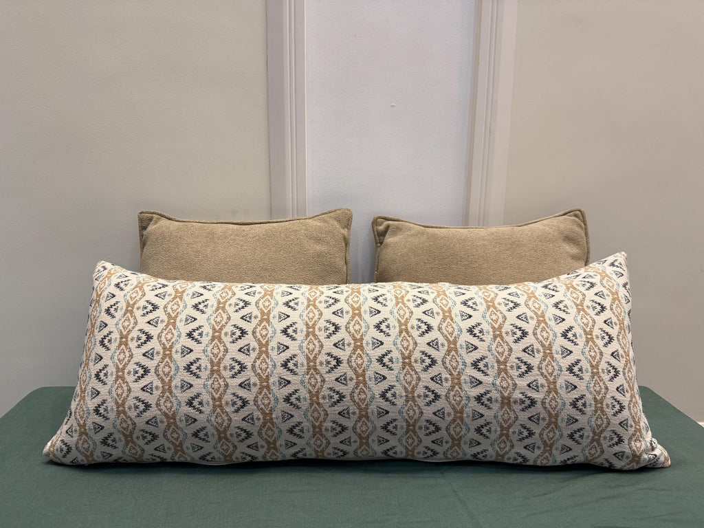 Neutral tribal pattern lumbar pillow cover - view 10