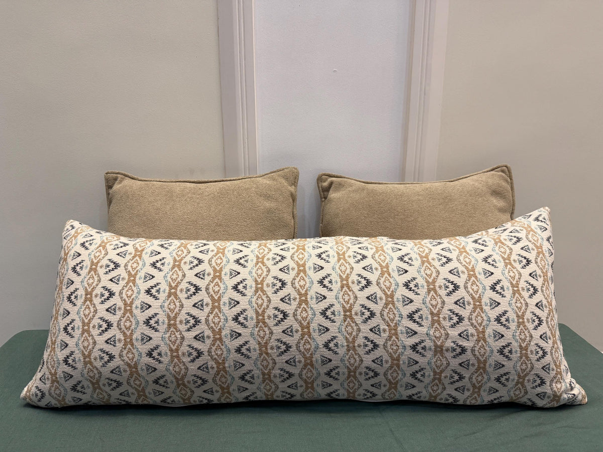 Neutral tribal pattern lumbar pillow cover - view 2