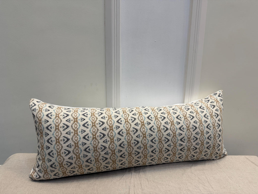 Neutral tribal pattern lumbar pillow cover - view 4