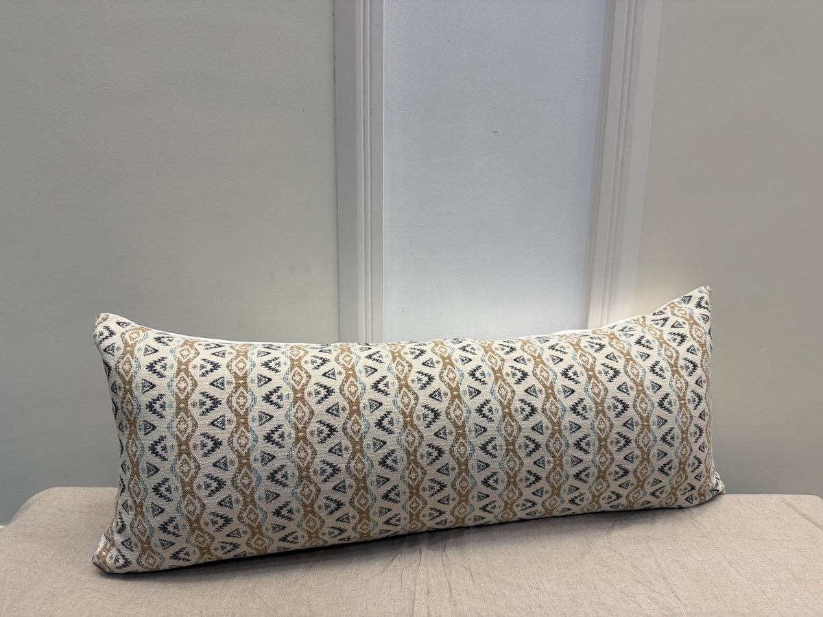 Neutral tribal pattern lumbar pillow cover - view 4
