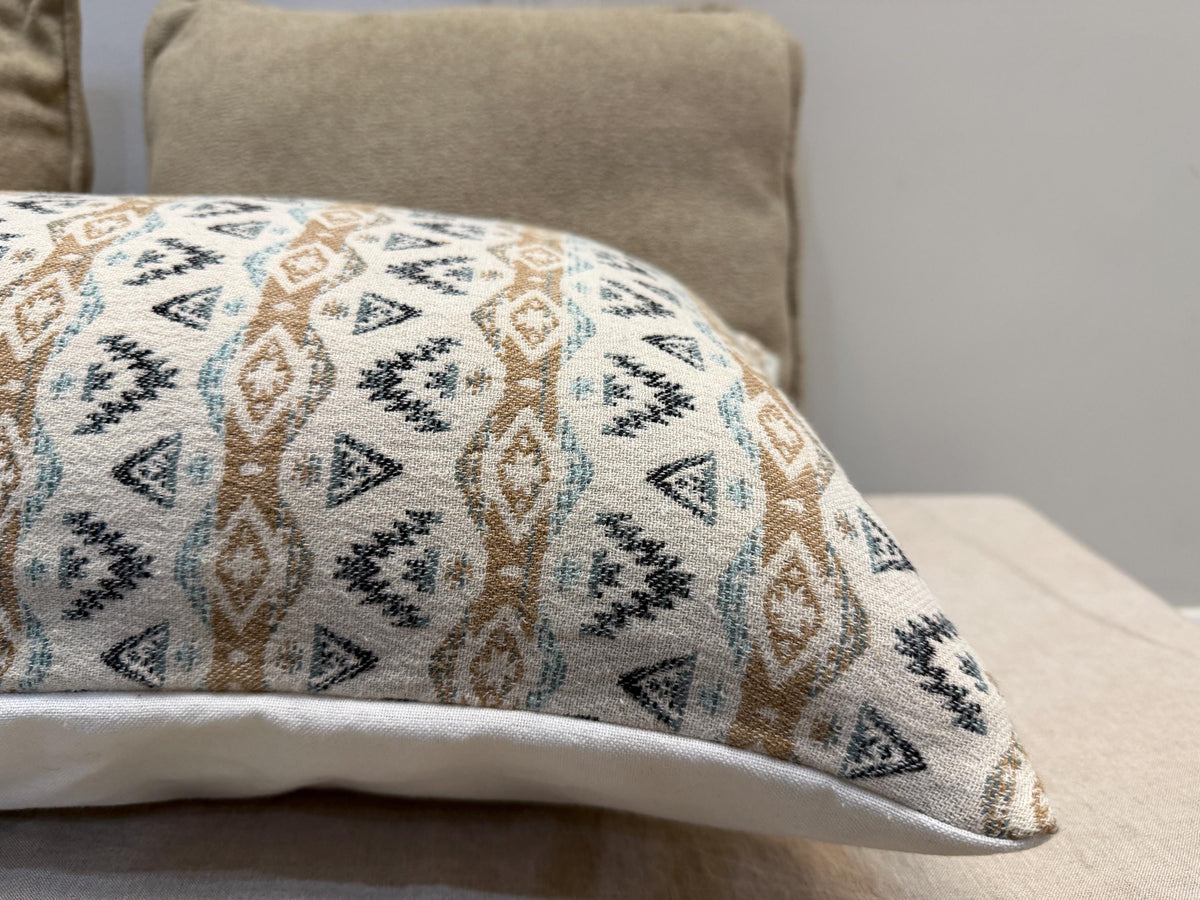 Neutral tribal pattern lumbar pillow cover - view 6