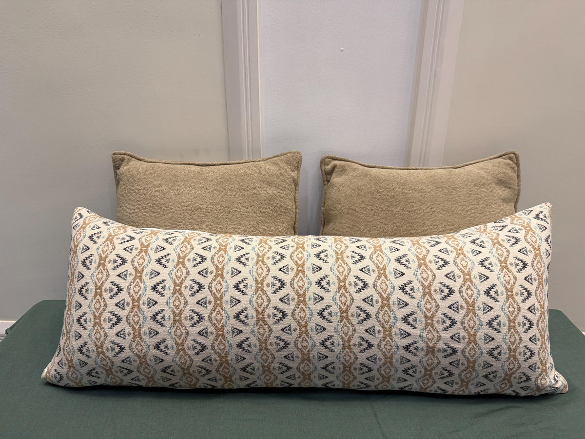 Neutral tribal pattern lumbar pillow cover - view 7