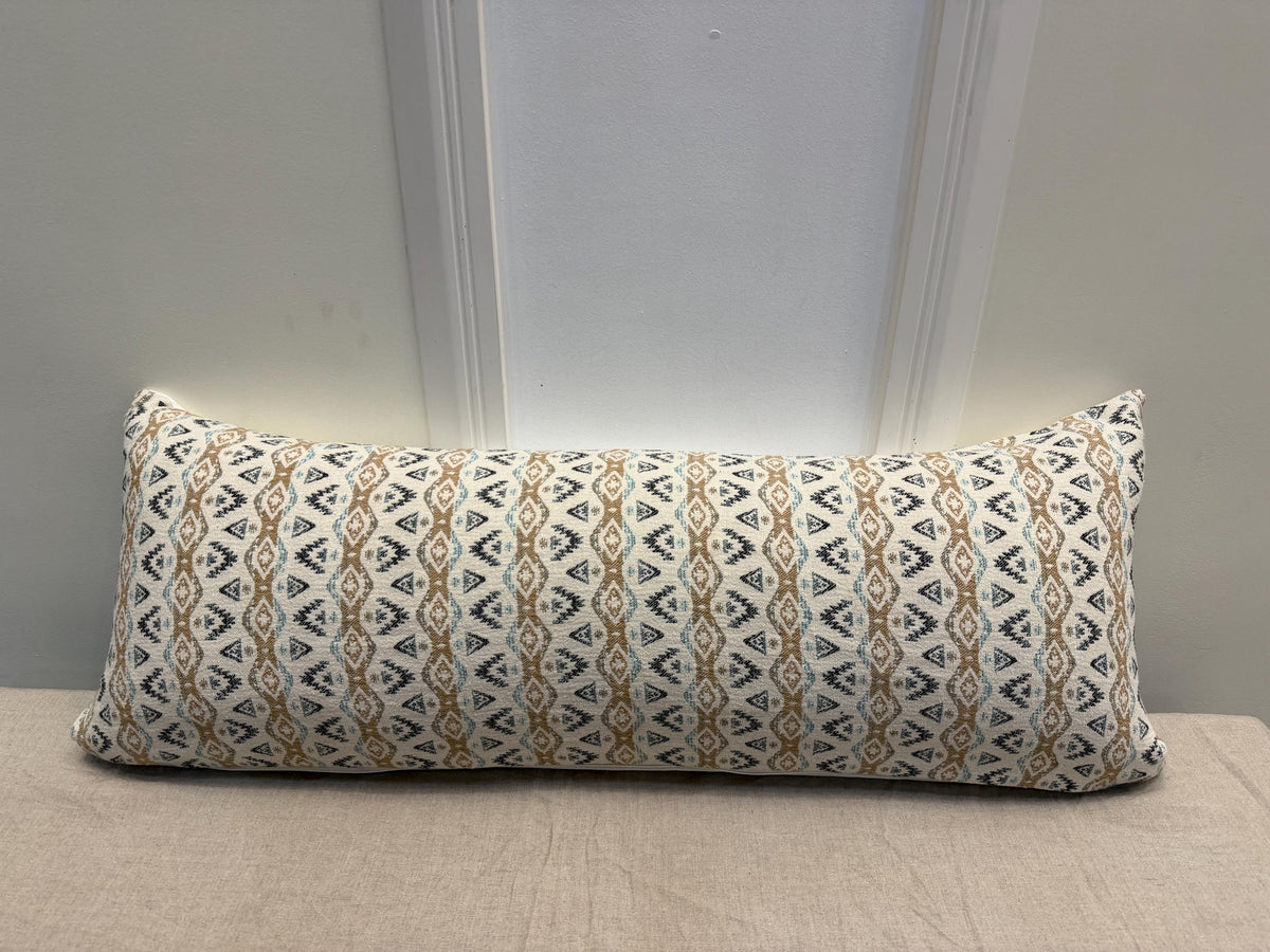 Neutral tribal pattern lumbar pillow cover - view 8