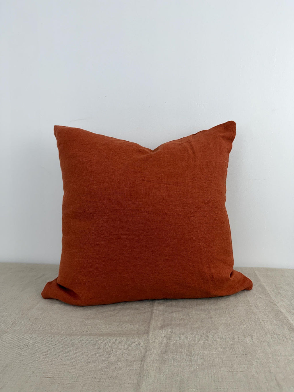 Rust linen throw pillow cover, burnt orange