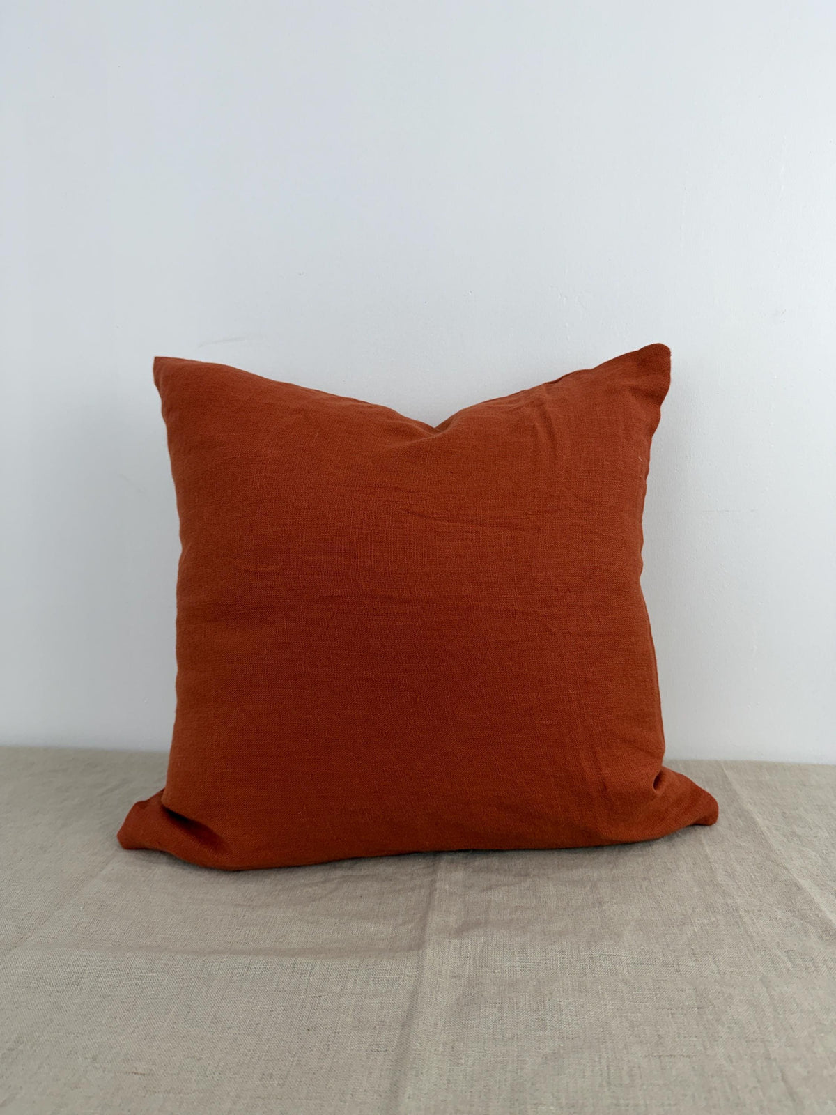 Rust linen throw pillow cover, burnt orange
