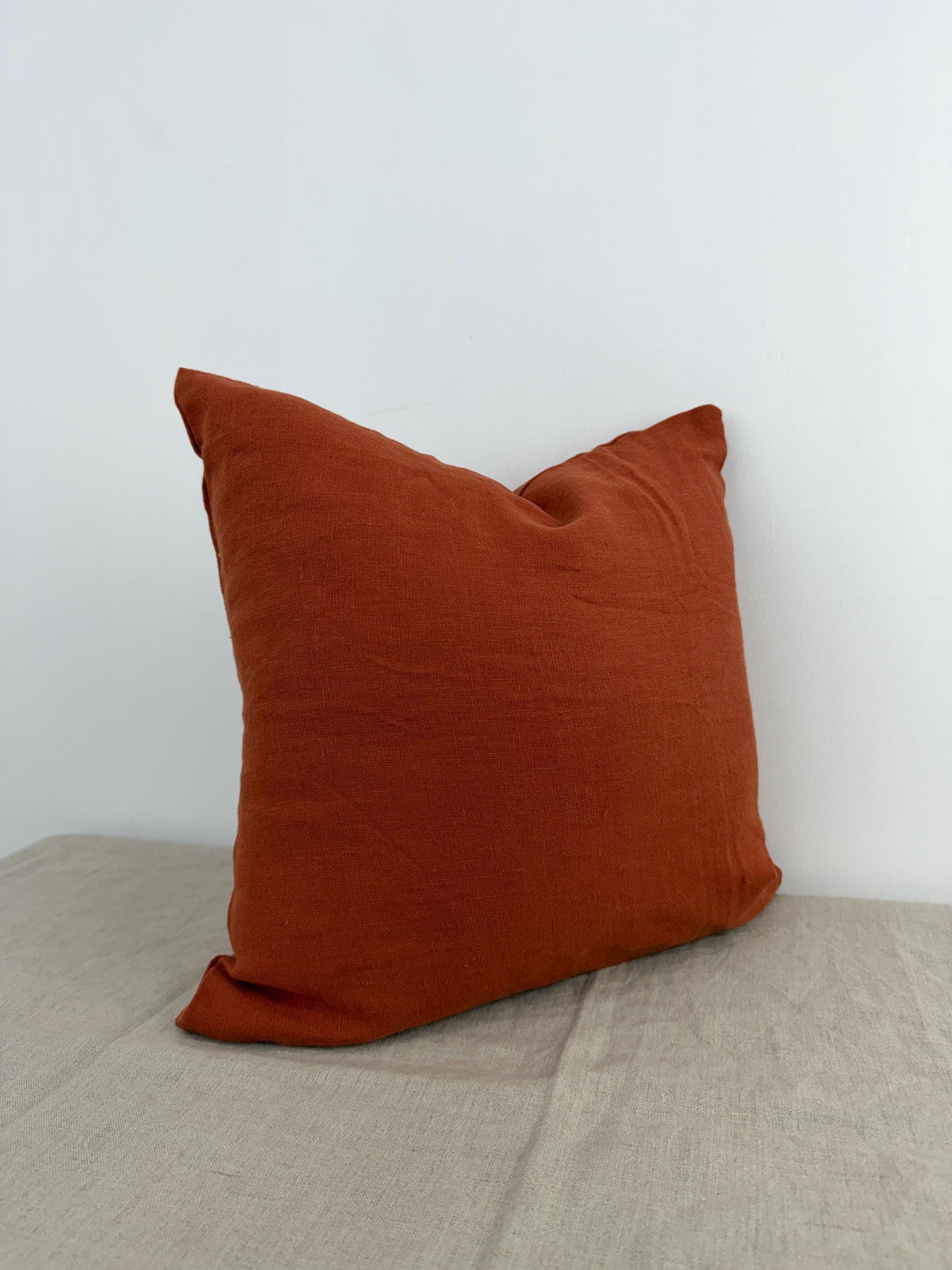 Rust linen throw pillow cover, burnt orange - view 4