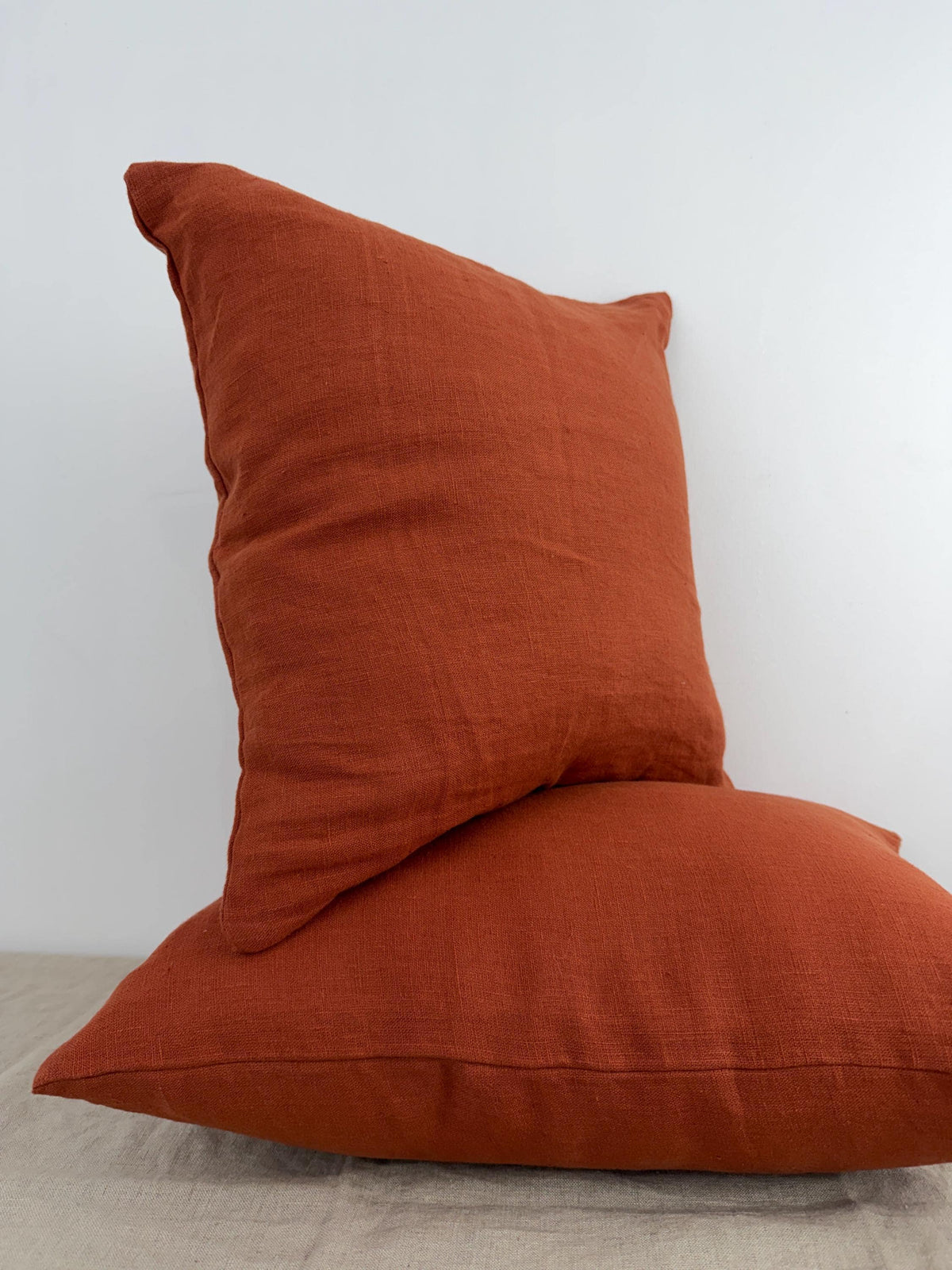 Rust linen throw pillow cover, burnt orange - view 5