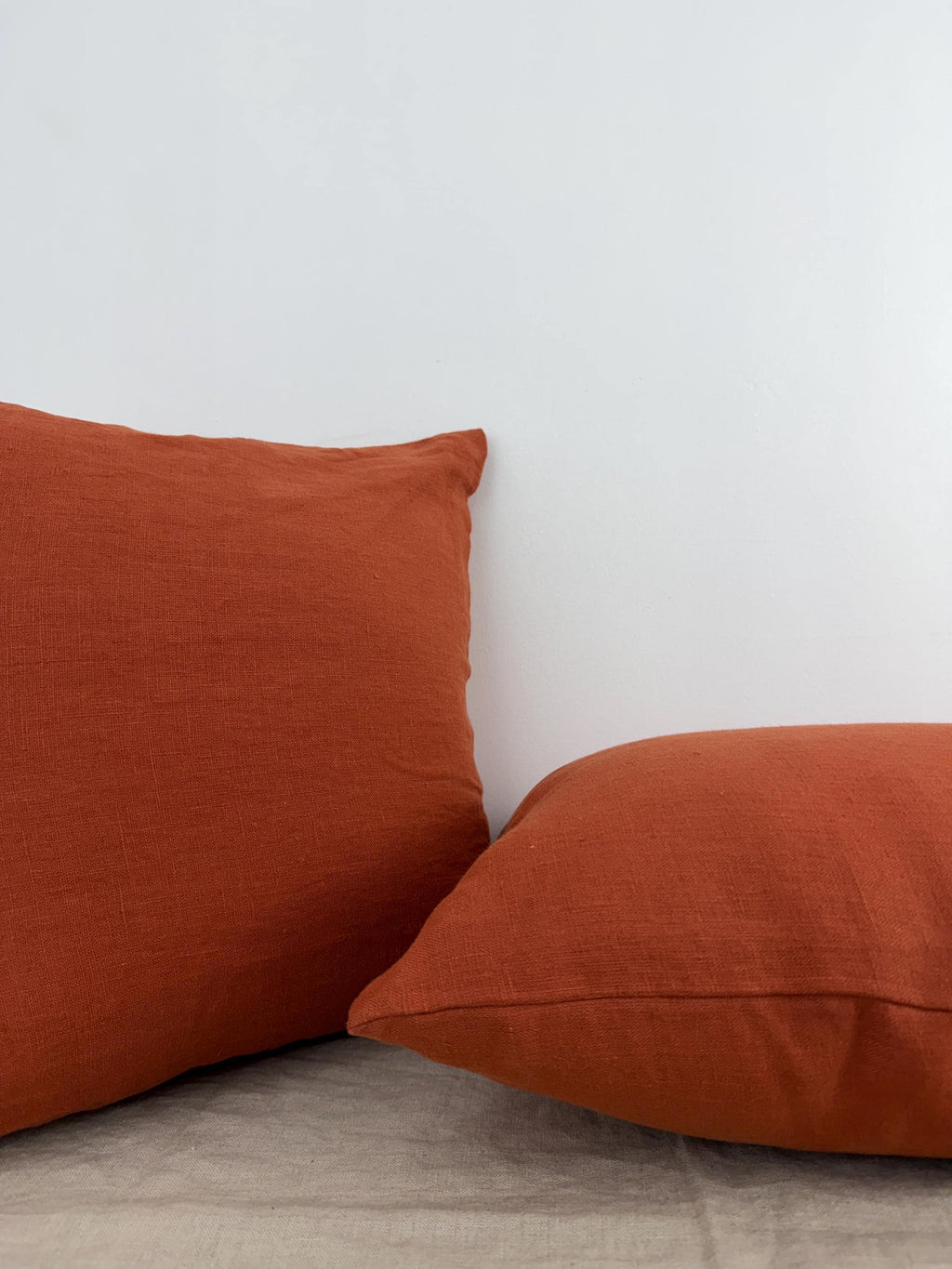 Rust linen throw pillow cover, burnt orange - view 6