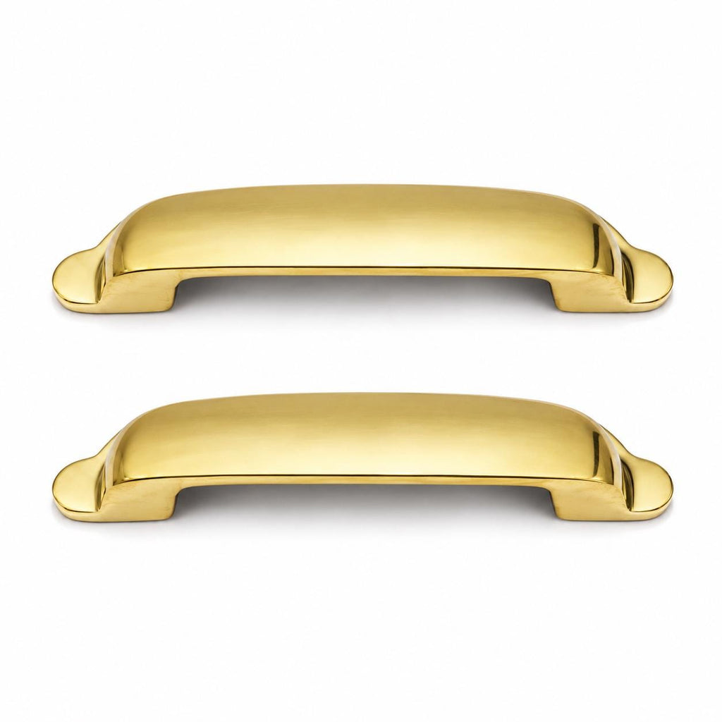 Solid brass cup pull, vintage cabinet drawer handle