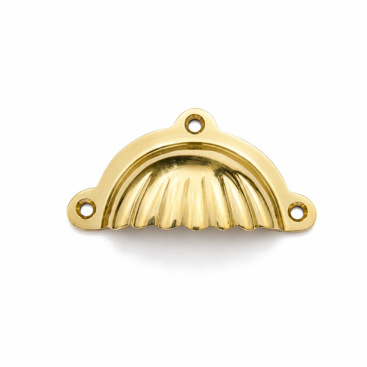 Solid brass cup pull, handmade cabinet drawer handle
