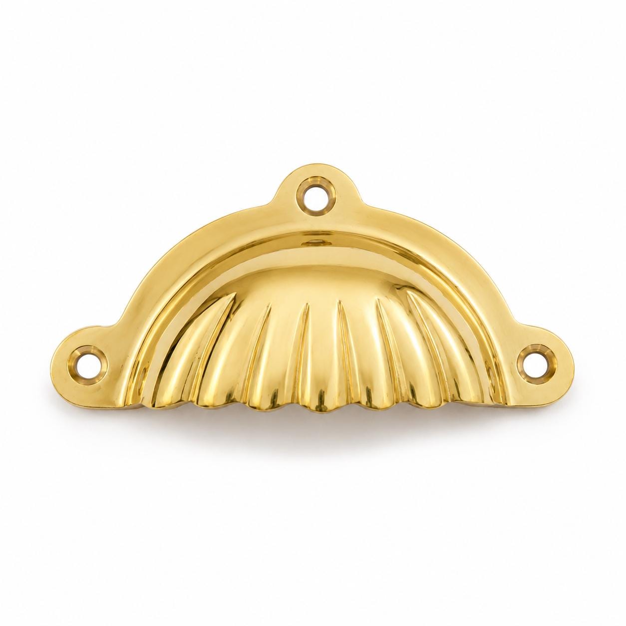 Solid brass cup pull, handmade cabinet drawer handle - view 2