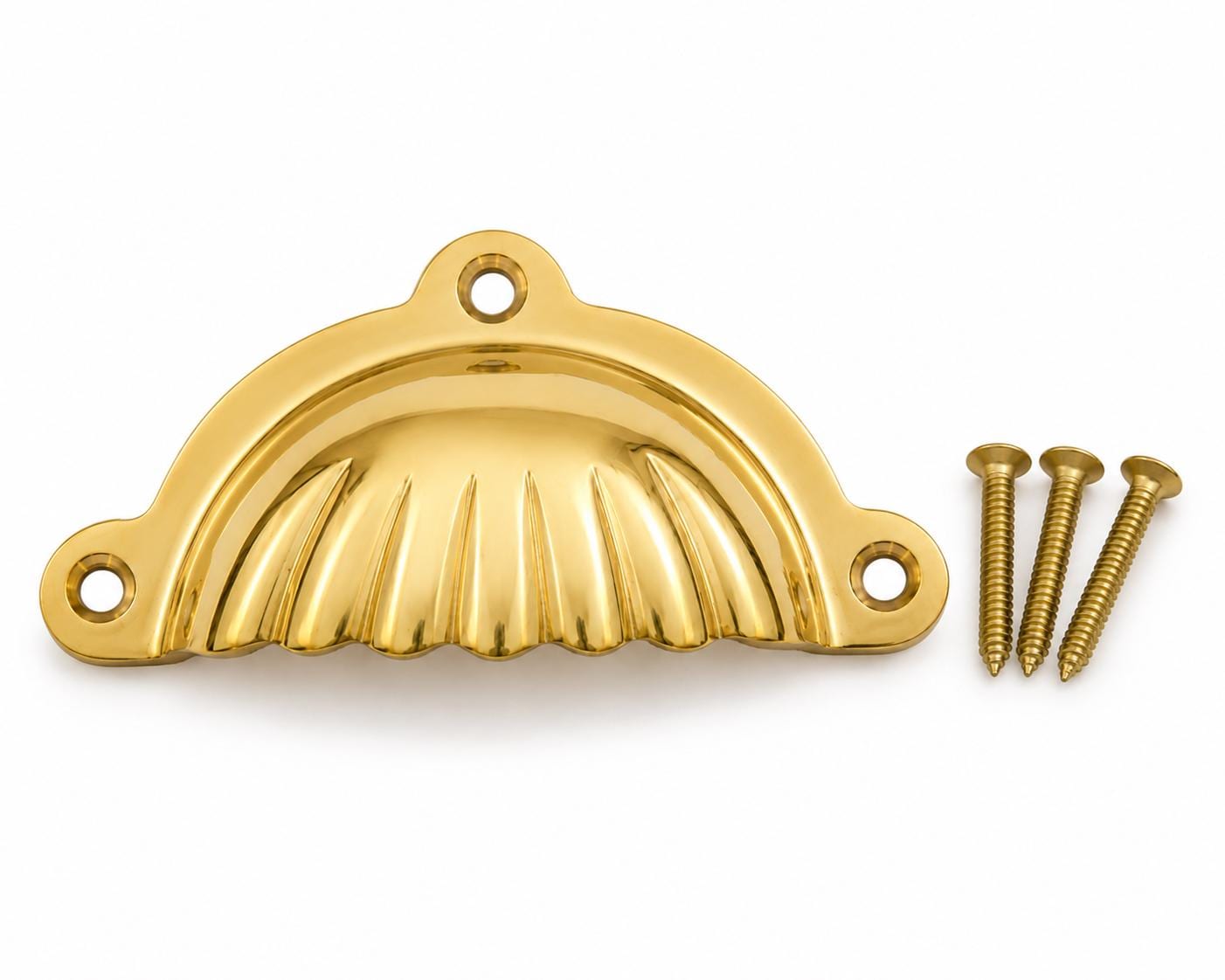 Solid brass cup pull, handmade cabinet drawer handle - view 3