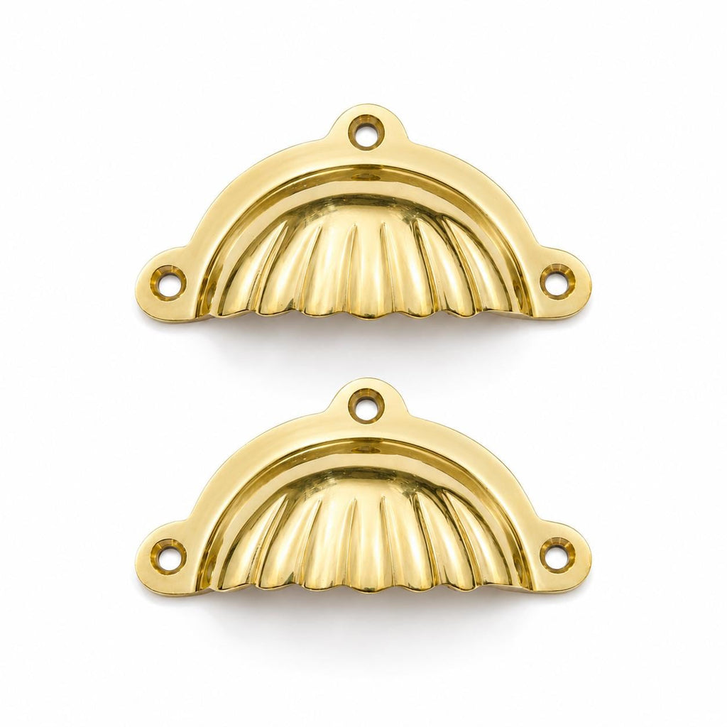 Solid brass cup pull, handmade cabinet drawer handle - view 4