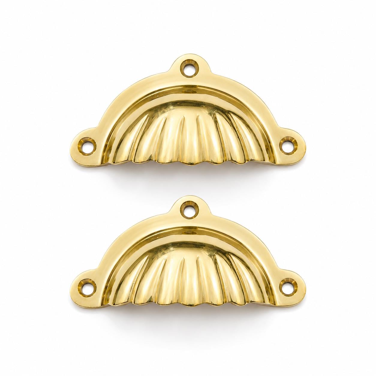 Solid brass cup pull, handmade cabinet drawer handle - view 4