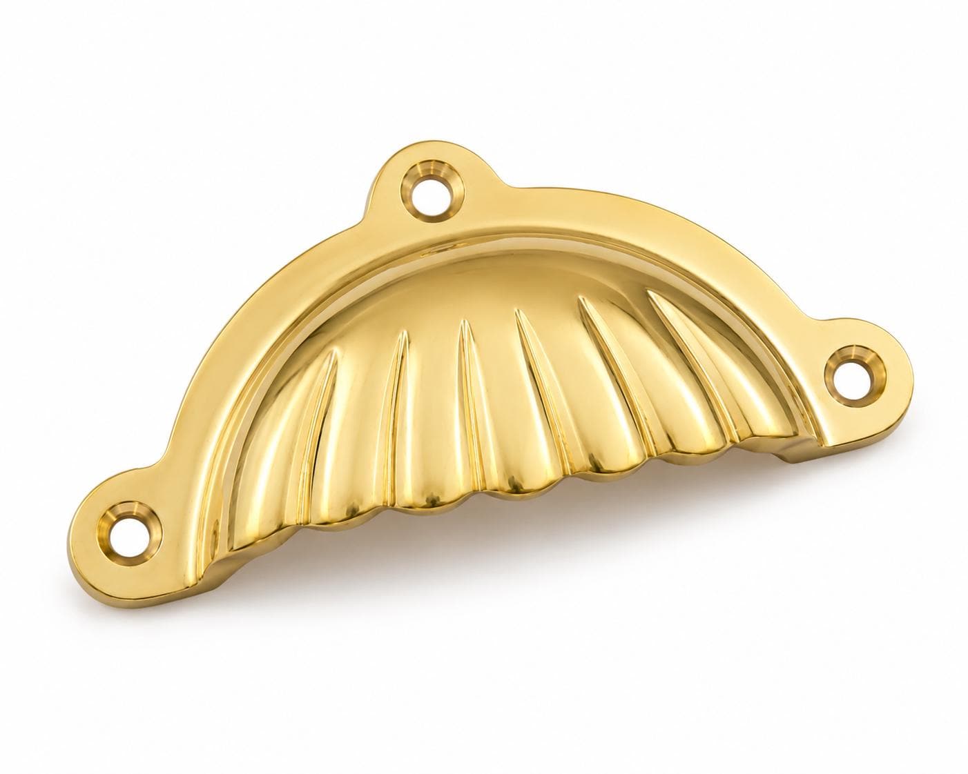 Solid brass cup pull, handmade cabinet drawer handle - view 5