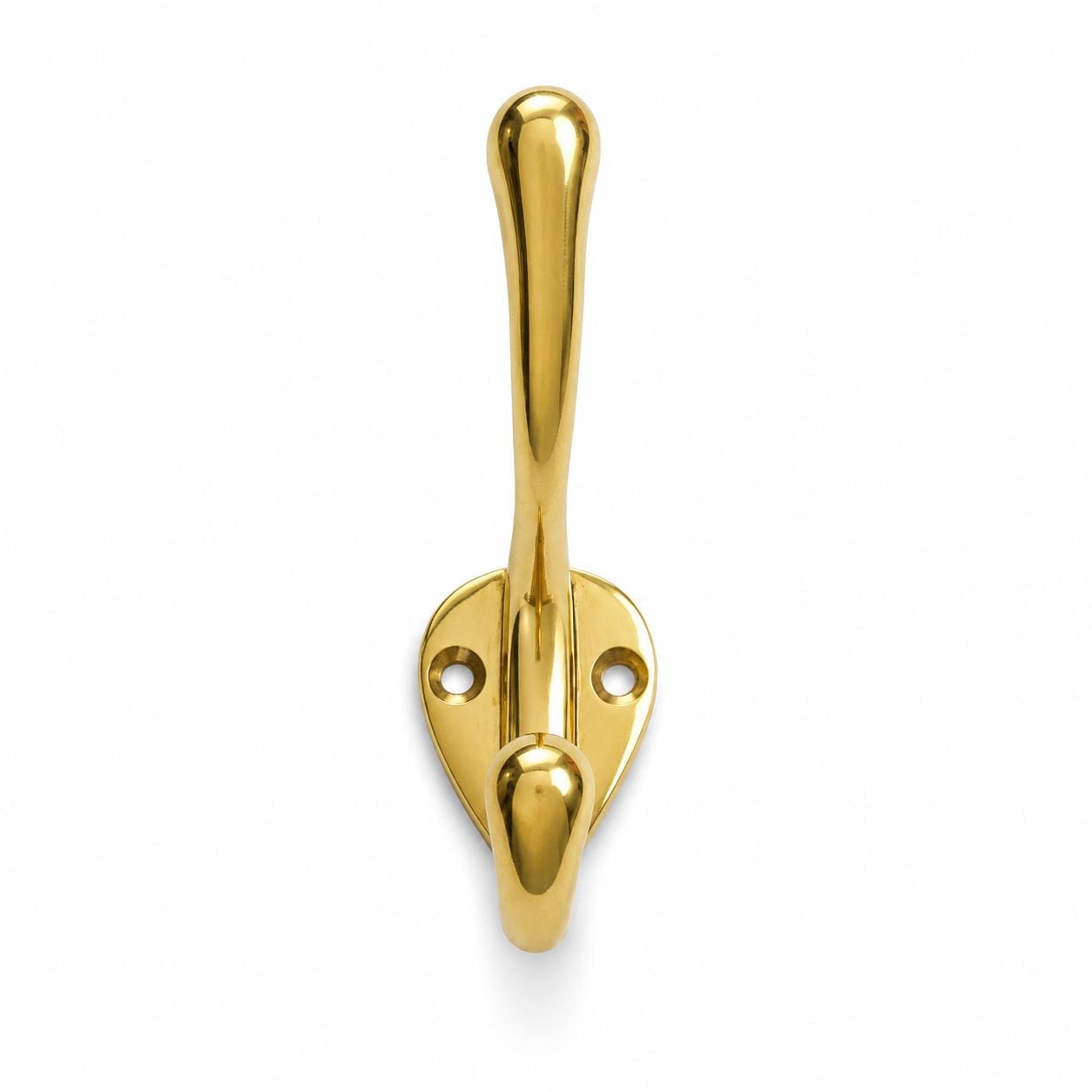Solid brass double coat hook for entryway or bathroom