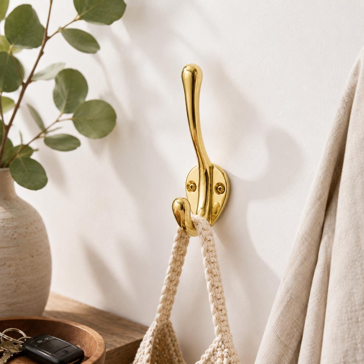 Solid brass double coat hook for entryway or bathroom - view 4