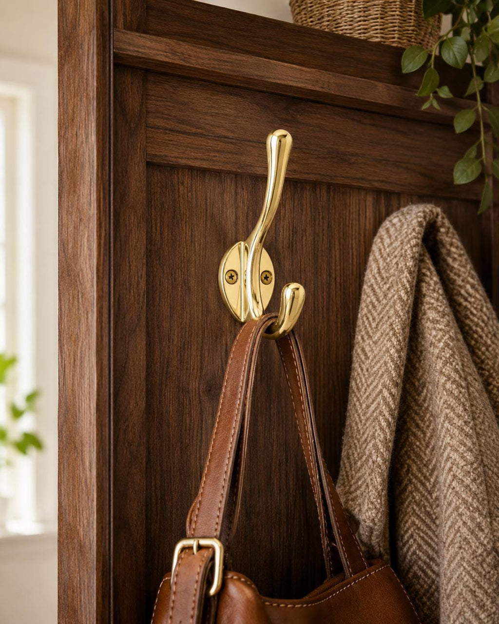 Solid brass double coat hook for entryway or bathroom - view 6
