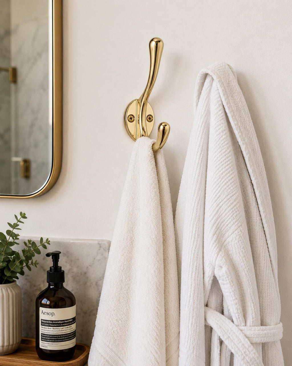 Solid brass double coat hook for entryway or bathroom - view 7