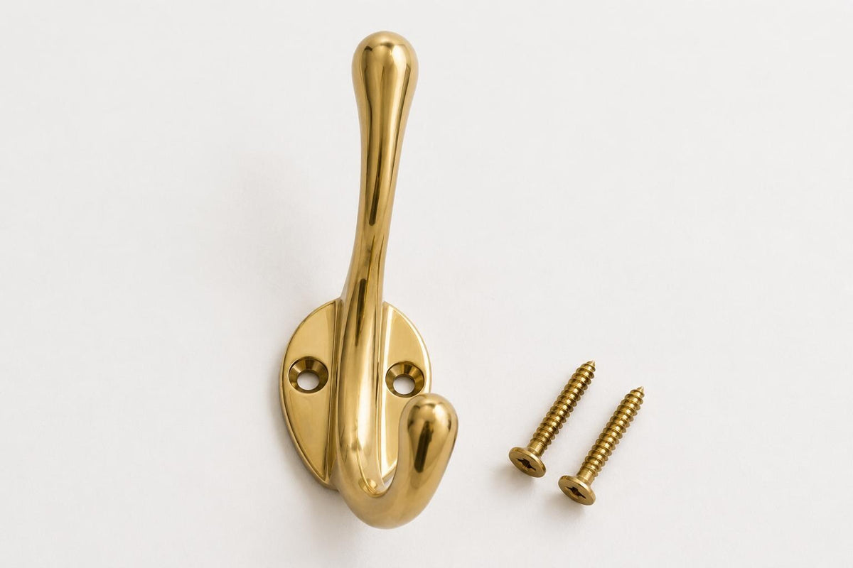 Solid brass double coat hook for entryway or bathroom - view 8
