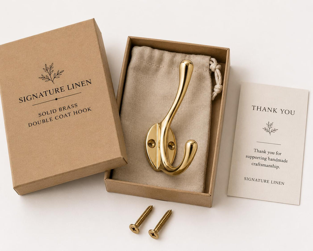 Solid brass double coat hook for entryway or bathroom - view 9
