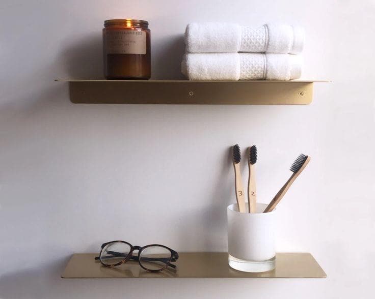 Solid brass floating shelf, wall mounted - view 2