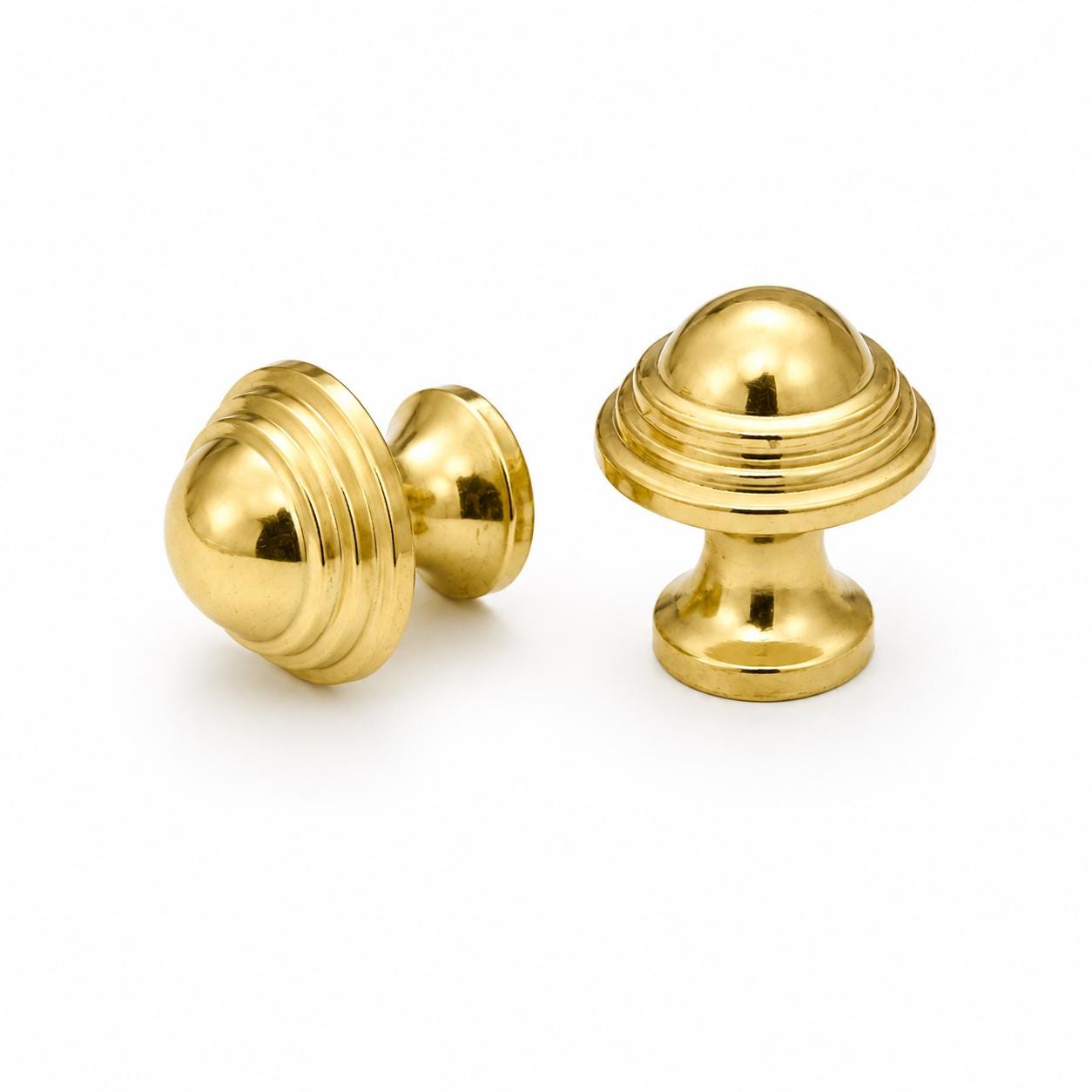 Solid brass mushroom cabinet knob, vintage style - view 2