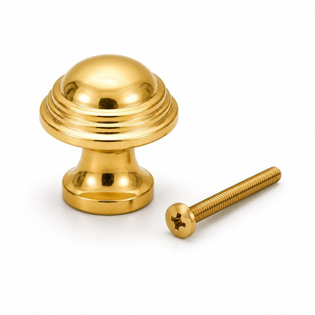 Solid brass mushroom cabinet knob, vintage style - view 6