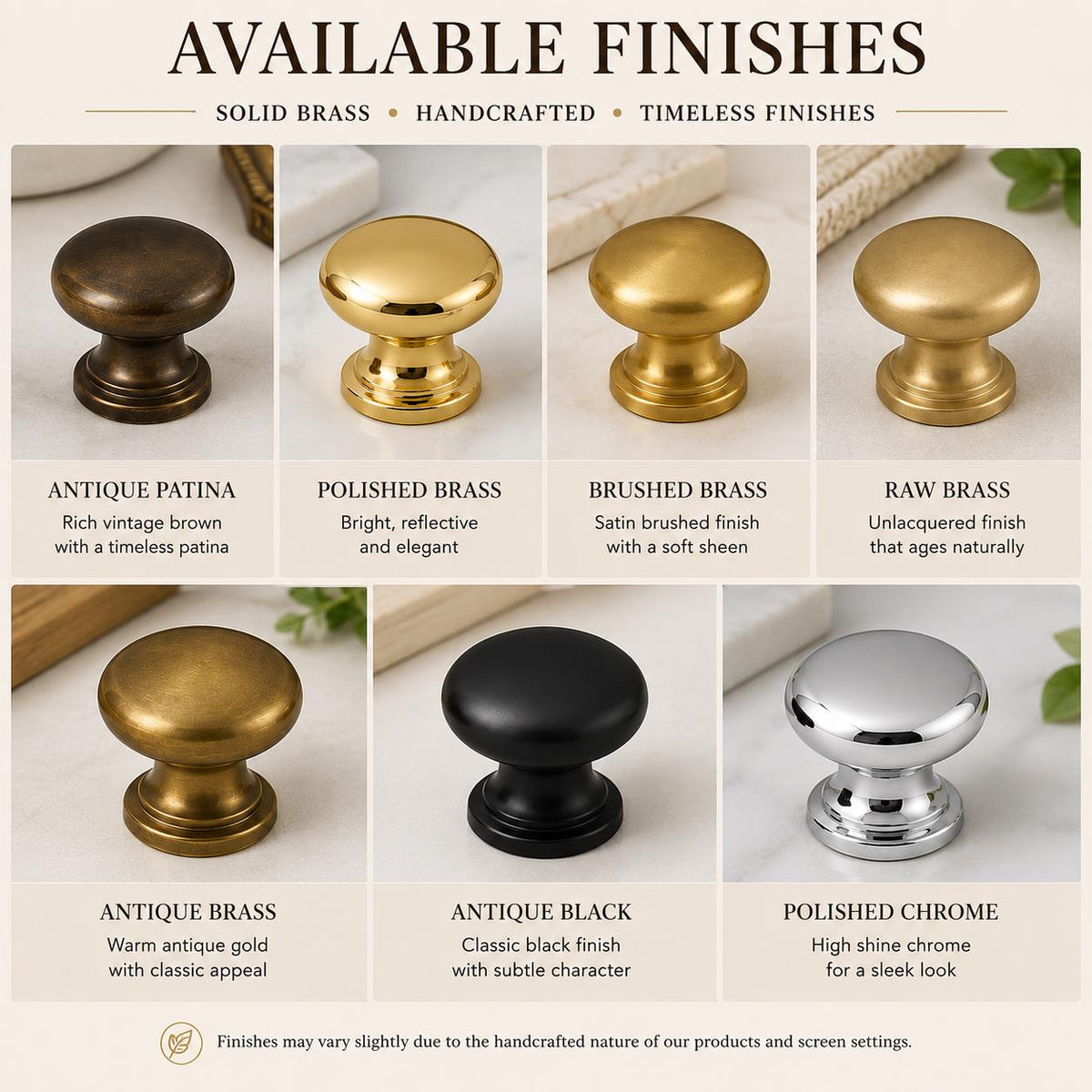 Solid brass mushroom cabinet knob, unlacquered - view 10