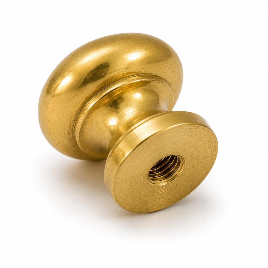 Solid brass mushroom cabinet knob, unlacquered - view 2
