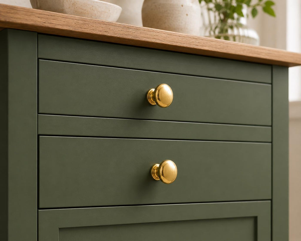Solid brass mushroom cabinet knob, unlacquered - view 4