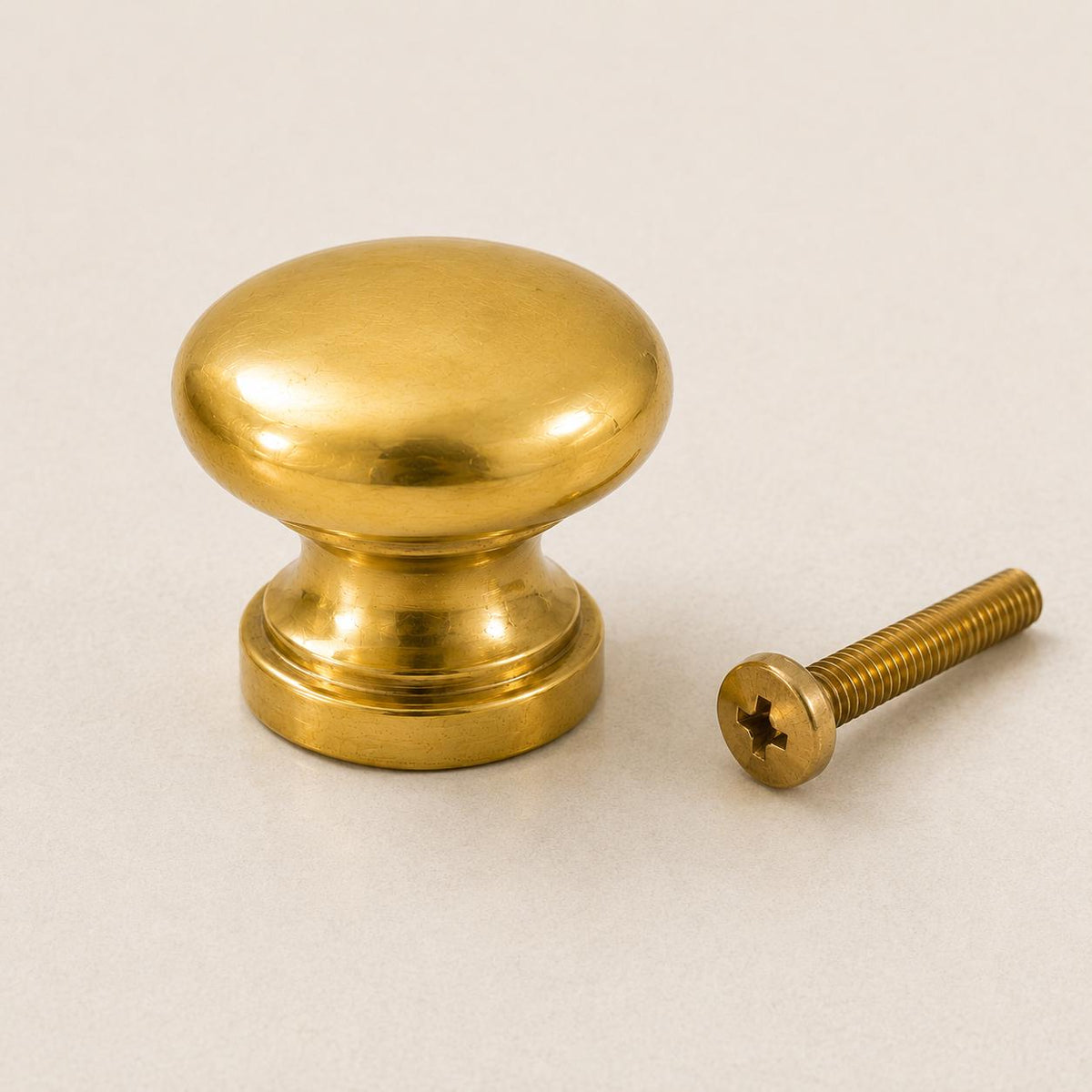 Solid brass mushroom cabinet knob, unlacquered - view 6