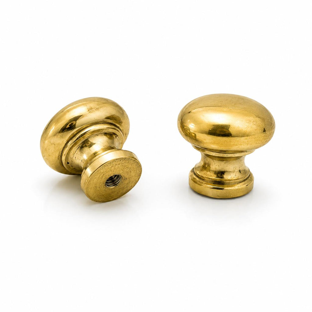 Solid brass mushroom cabinet knob, unlacquered - view 7