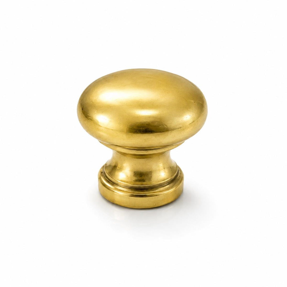 Solid brass mushroom cabinet knob with square backplate